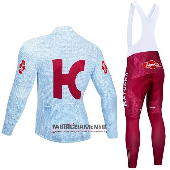 Abbigliamento Katusha Alpecin 2019 Manica Lunga e Calzamaglia Con Bretelle Chiaro Blu Rosso - Clicca l'immagine per chiudere